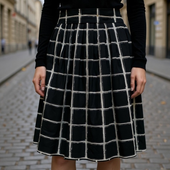 Michael Kors Dresses & Skirts - Michael Kors Black White Grid Pleated Skirt Office Workwear Size 4